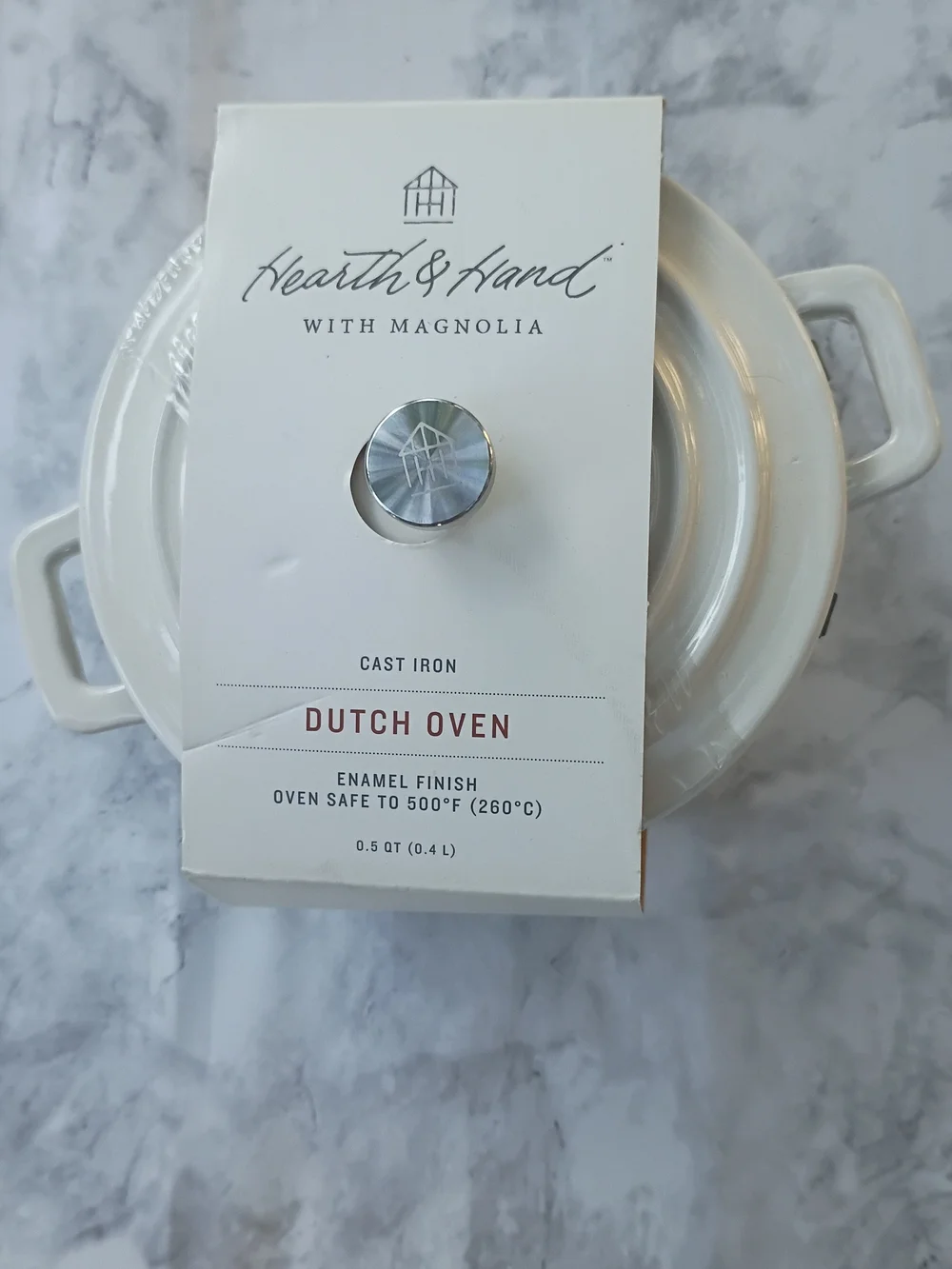 0.5 Qt White Enamel Cast Iron Dutch Oven